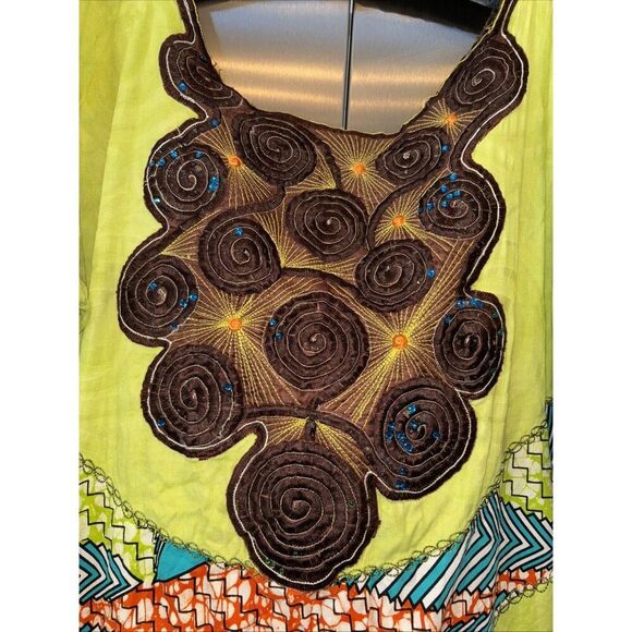 High Quality African Super Wax Nouvo Waxhaus Midi Dress Short Sleeve Embroidered - Picture 5 of 12